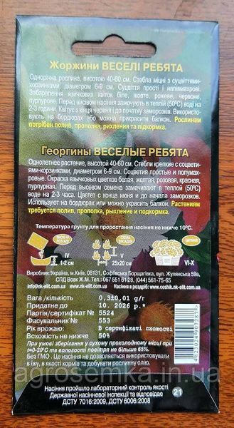 Жоржини суміш Веселі хлопці 0.3 г 10180 фото